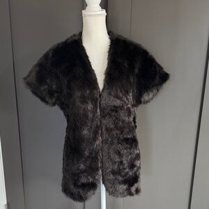 Adrienne Landau Dark Brown Faux Fur Vest Size S